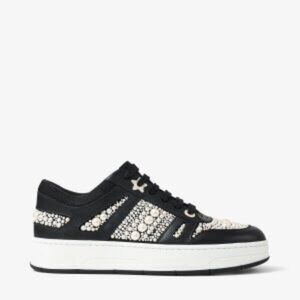 Hawaii/F Black calf leather and white pearl embellishments size 36.5 Jimmy Choo